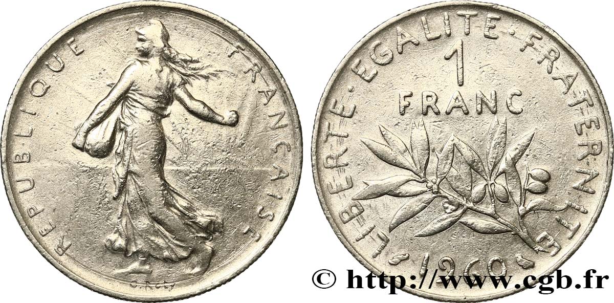 1 franc Semeuse, nickel, frappe médaille 1960 Paris F.226/4 var. S35 
