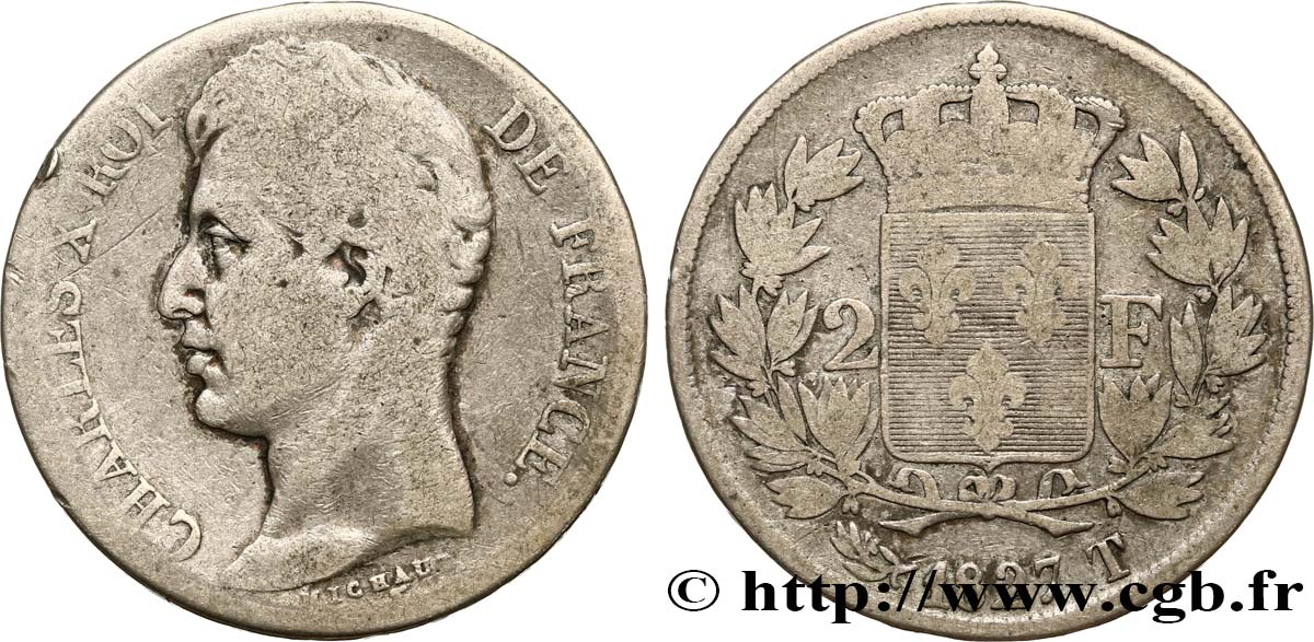 2 francs Charles X 1827 Nantes F.258/34 B10 
