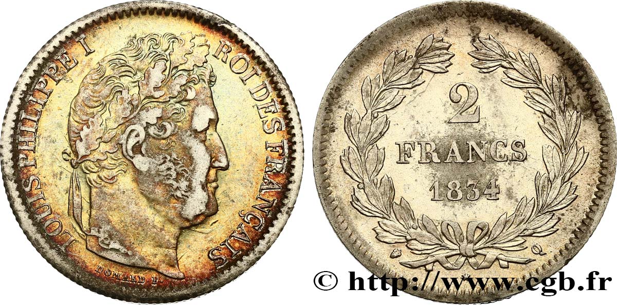 2 francs Louis-Philippe 1834 Perpignan F.260/39 XF42 