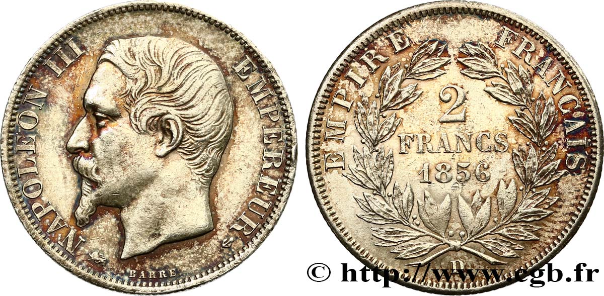 2 francs Napoléon III, tête nue 1856 Lyon F.262/8 AU 