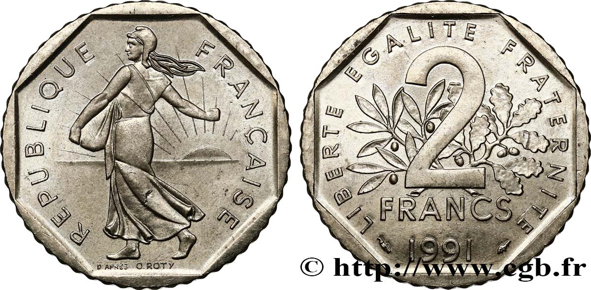 2 francs Semeuse, nickel, frappe monnaie 1991 Pessac F.272/15 EBC62 