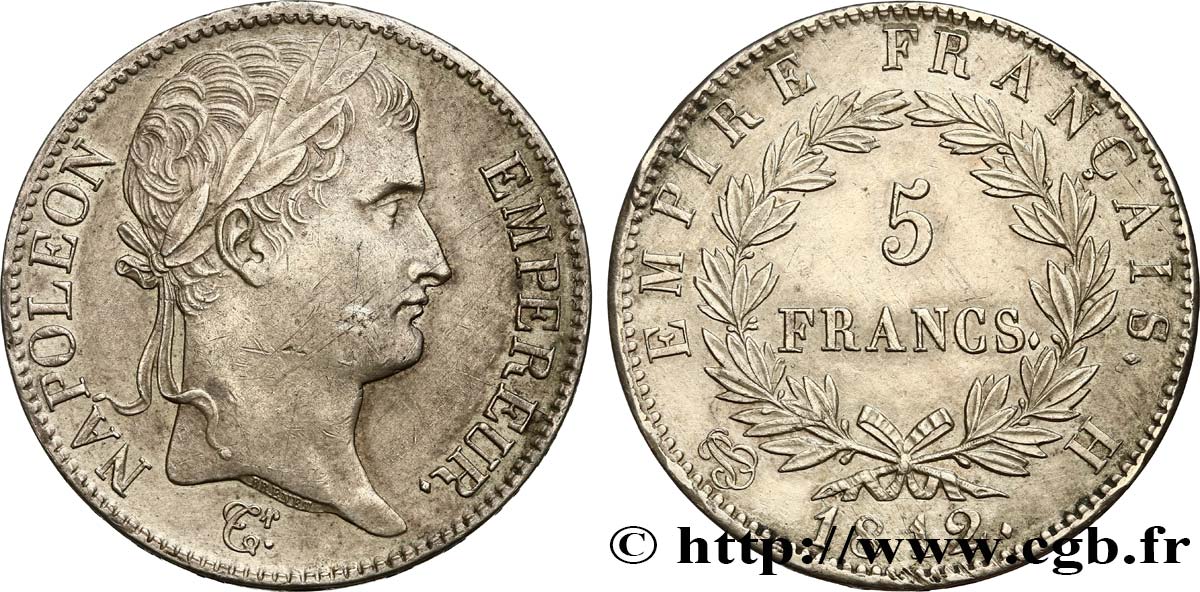 5 francs Napoléon Empereur, Empire français 1812 La Rochelle F.307/45 TTB54 