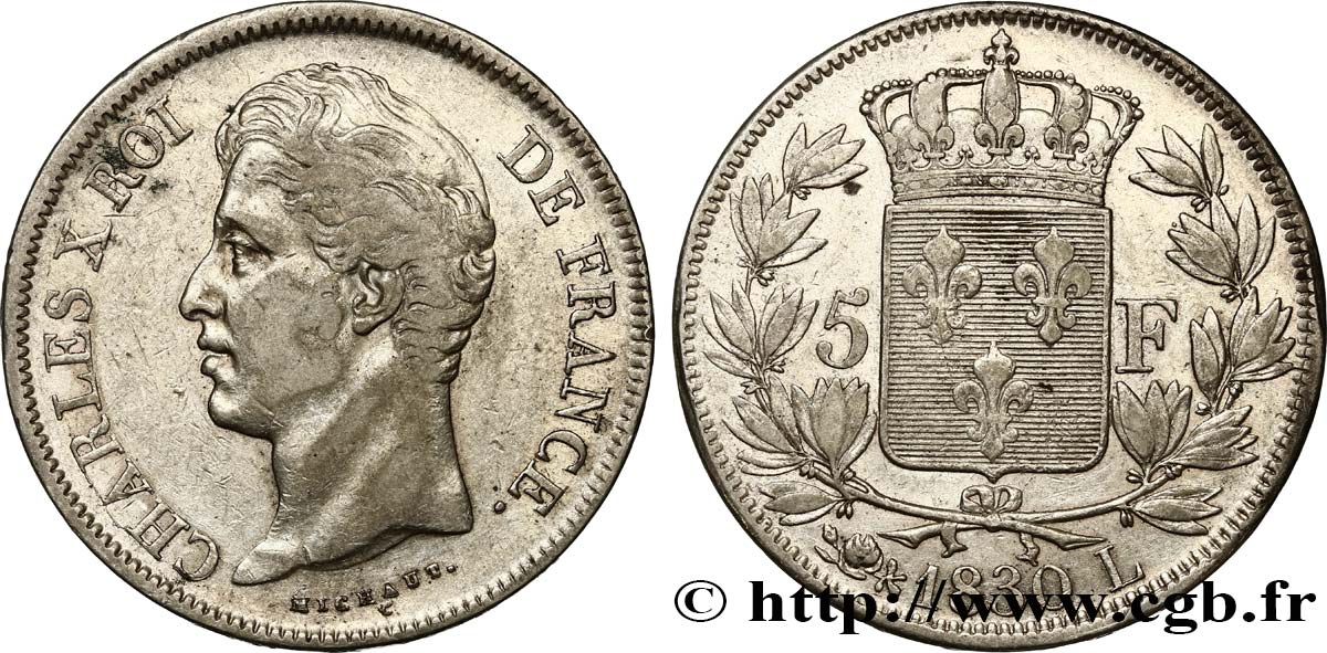 5 francs Charles X, 2e type 1830 Bayonne F.311/47 VF35 