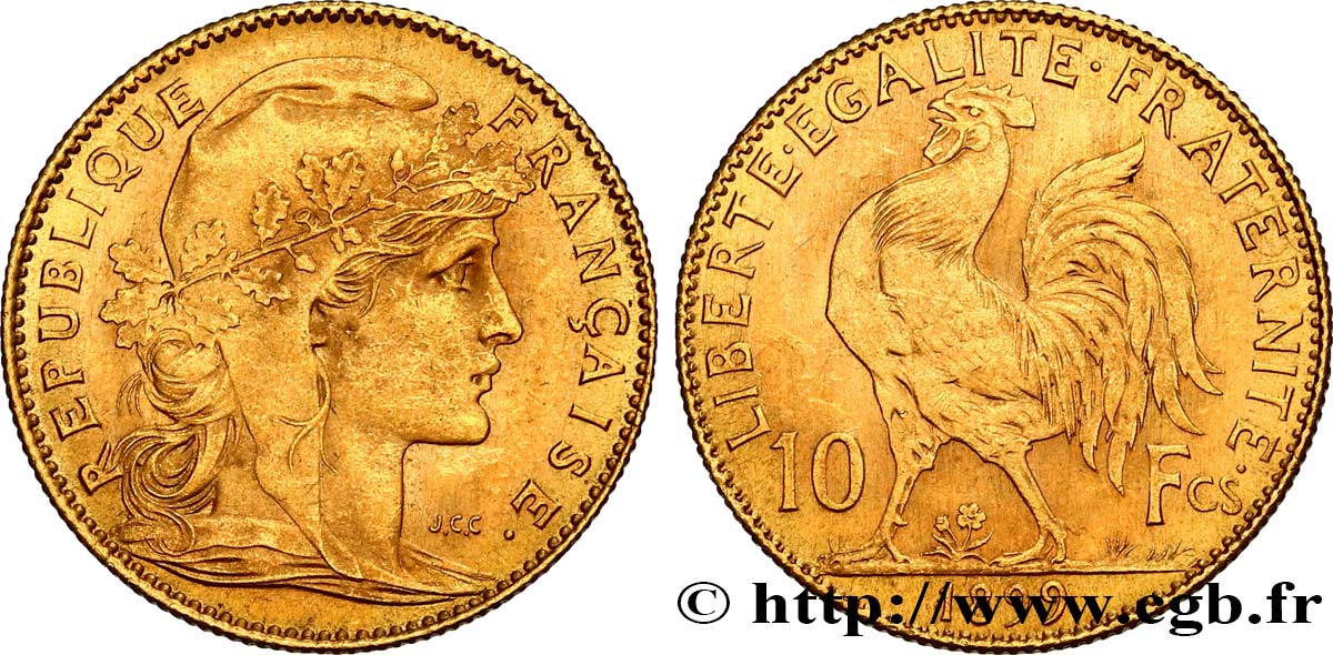10 francs or Coq 1899 Paris F.509/1 SUP55 