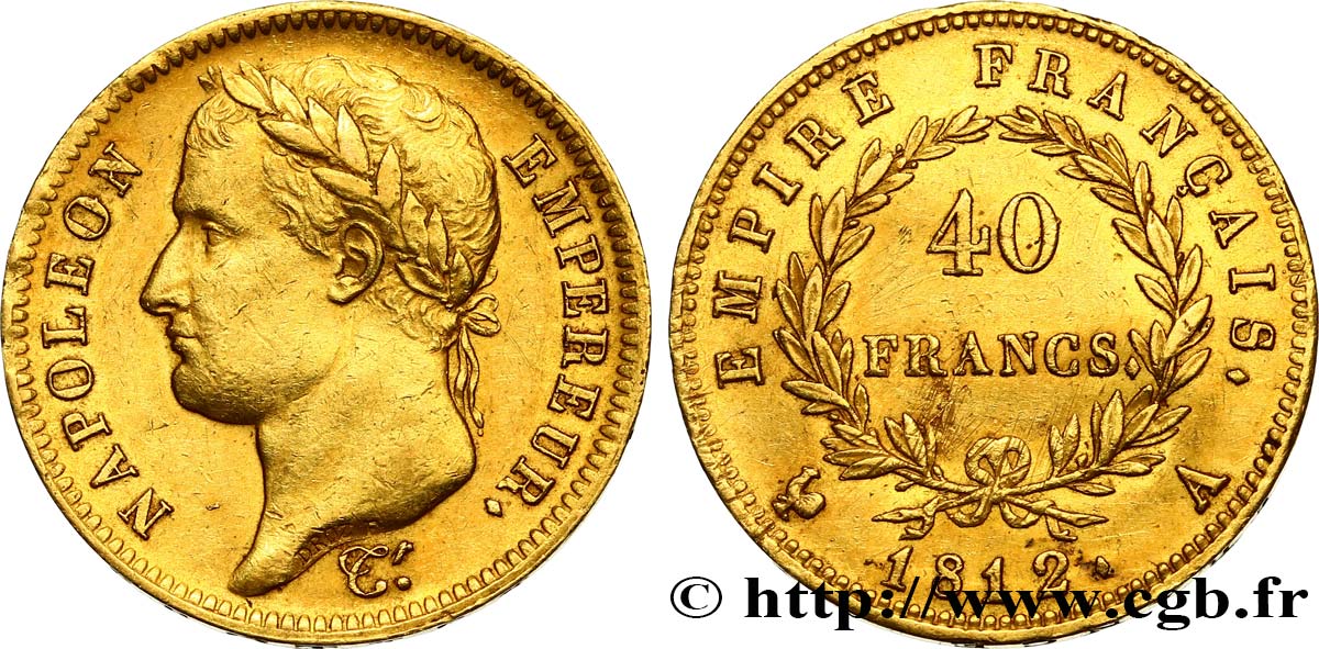 40 francs or Napoléon tête laurée, Empire français 1812 Paris F.541/9 TTB52 