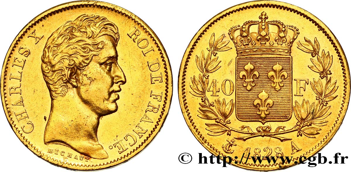 40 francs or Charles X, 2e type 1828 Paris F.544/3 MBC53 