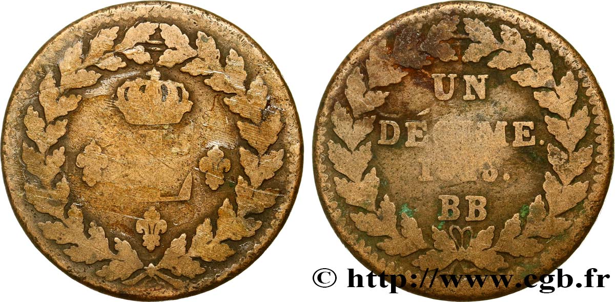 Un décime à l’L couronnée 1815  Strasbourg F.132A/3 B12 