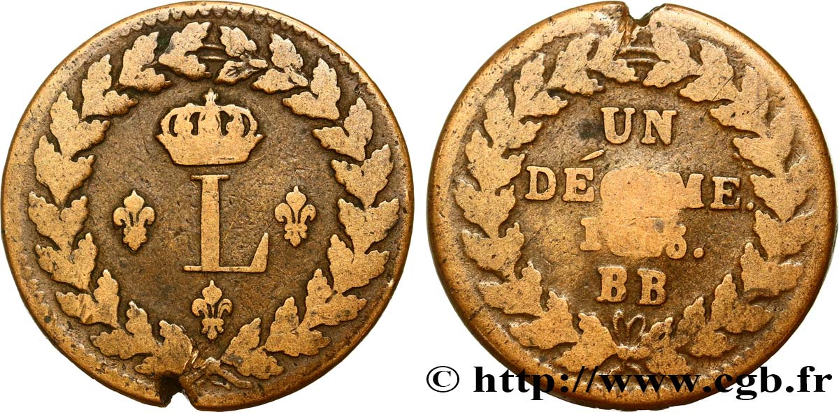 Un décime à l’L couronnée 1815  Strasbourg F.132A/3 BC15 