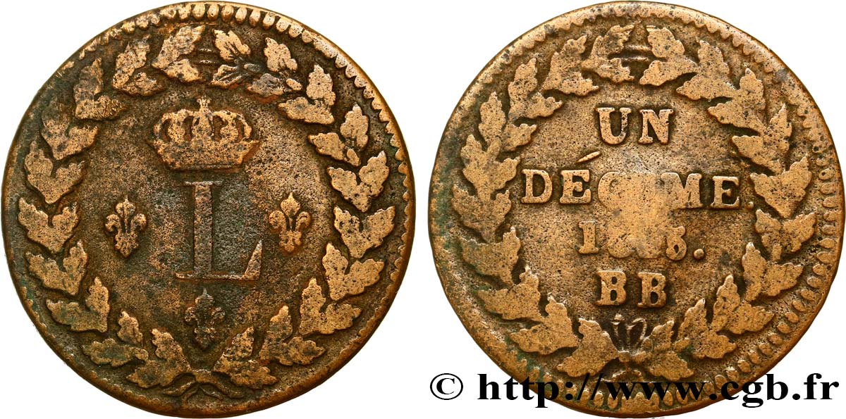 Un décime à l’L couronnée 1815  Strasbourg F.132A/3 TB25 