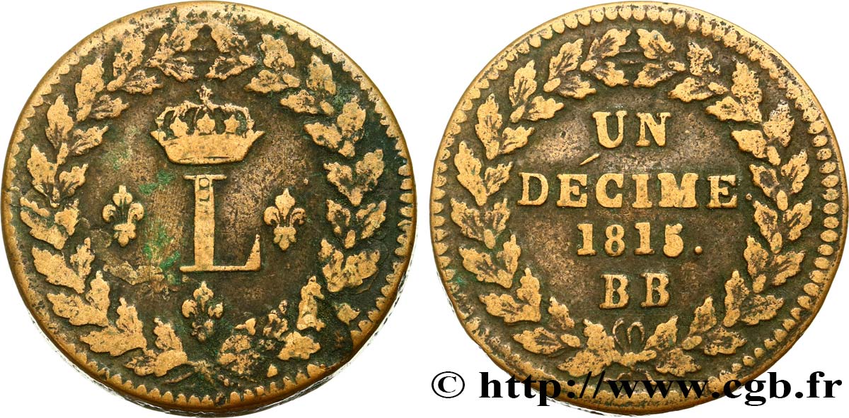 Un décime à l’L couronnée 1815  Strasbourg F.132A/3 TB30 