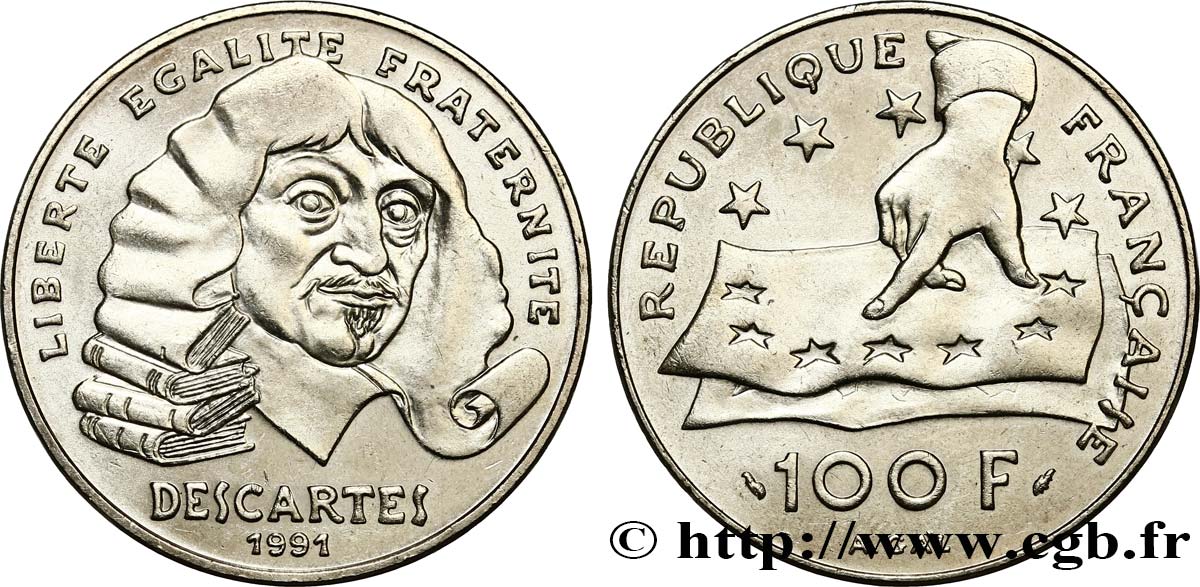 100 francs René Descartes 1991  F.459/2 MS60 