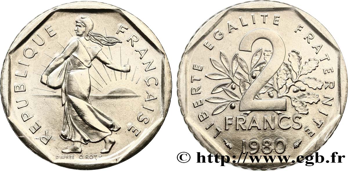 2 francs Semeuse, nickel 1980 Pessac F.272/4 MS 