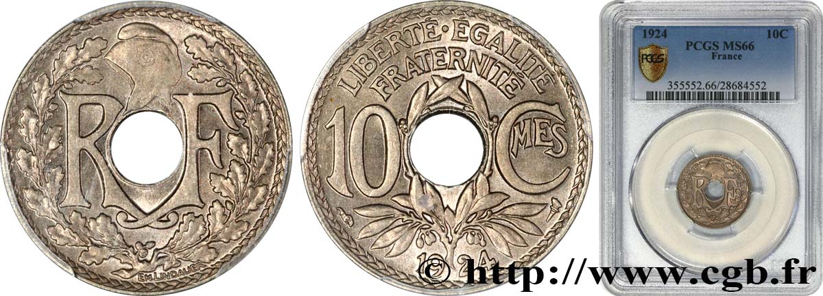 10 centimes Lindauer 1924 Paris F.138/10 ST66 PCGS