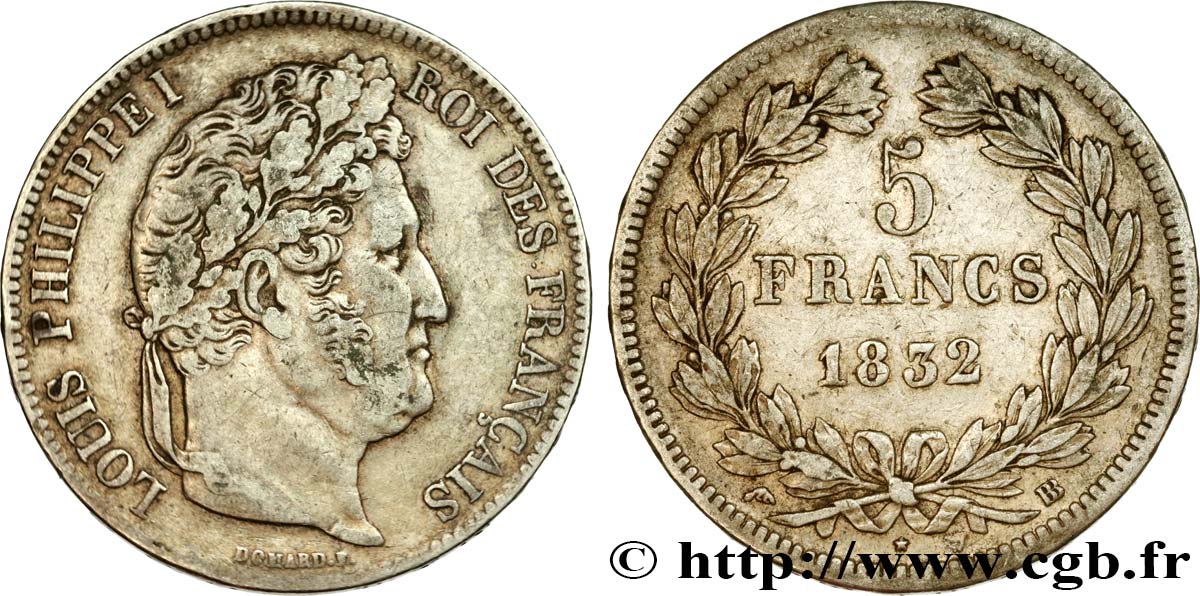 5 francs IIe type Domard 1832 Strasbourg F.324/3 SS40 