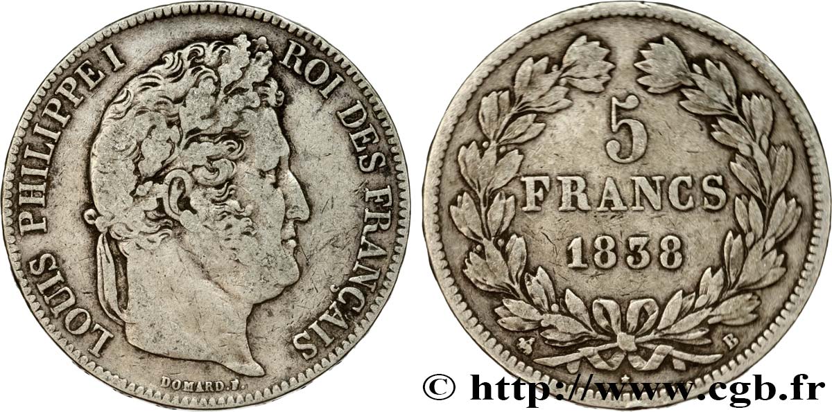 5 francs IIe type Domard 1838 Rouen F.324/69 S25 