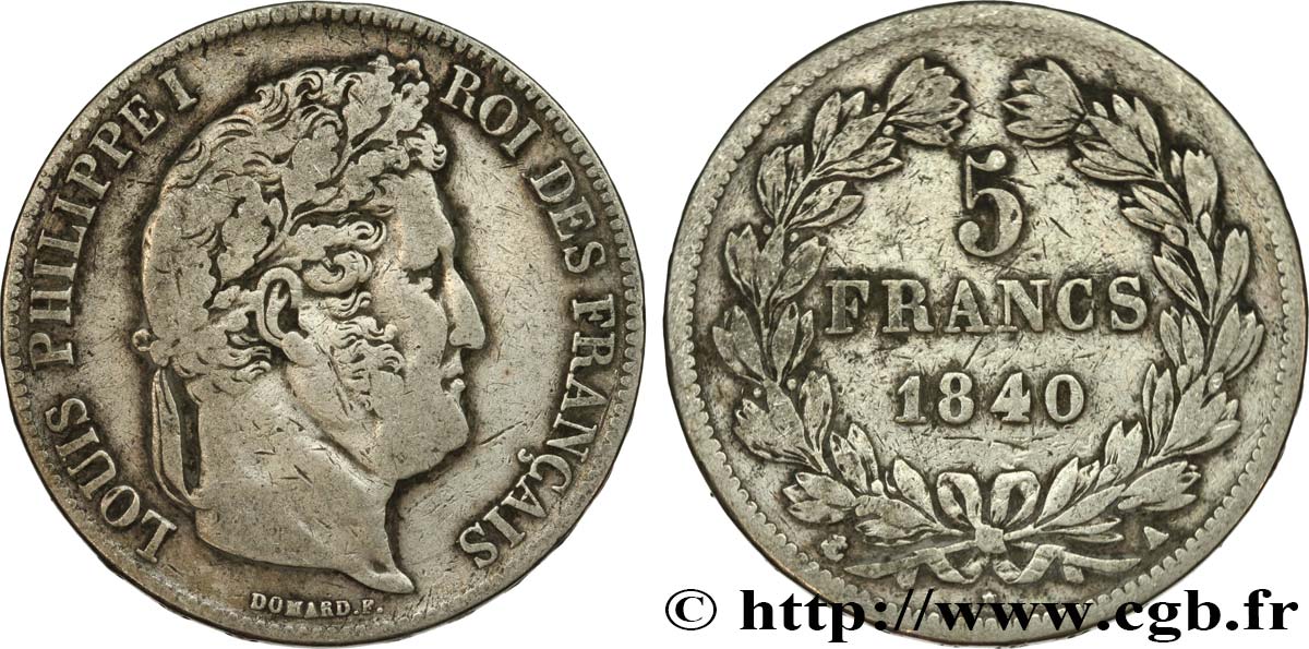5 francs IIe type Domard 1840 Paris F.324/83 TB25 