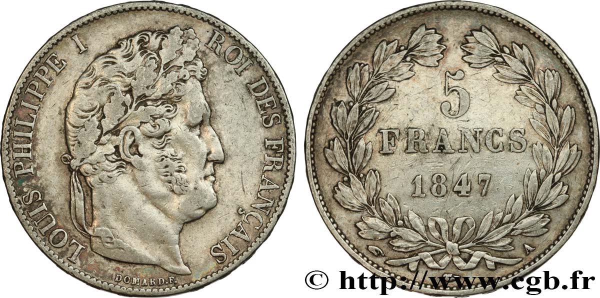 5 francs IIIe type Domard 1847 Paris F.325/14 SS45 
