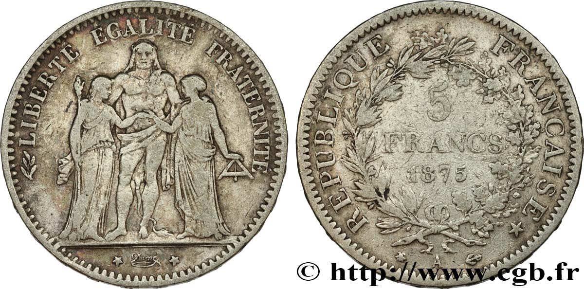 5 francs Hercule 1875 Paris F.334/14 VF25 