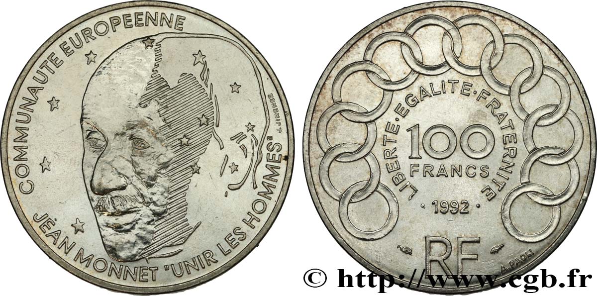 100 francs Jean Monnet 1992  F.460/2 SUP60 