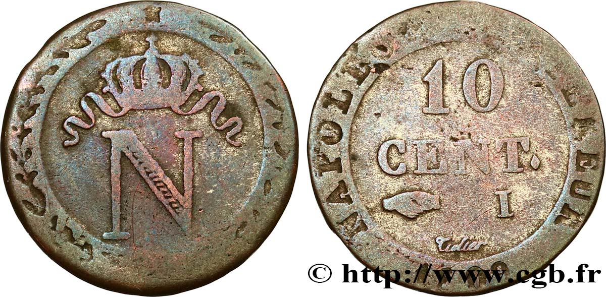 10 cent. à l&nbsp;N couronnée 1809 Limoges F.130/15 VF20 