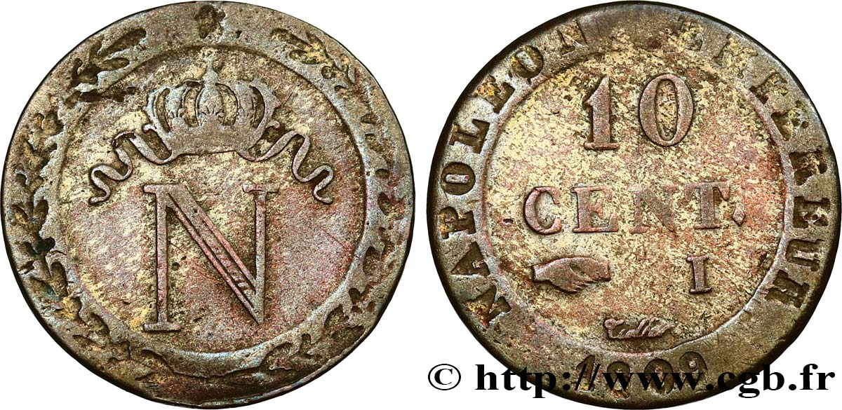 10 cent. à l N couronnée 1809 Limoges F.130/15 TB30 