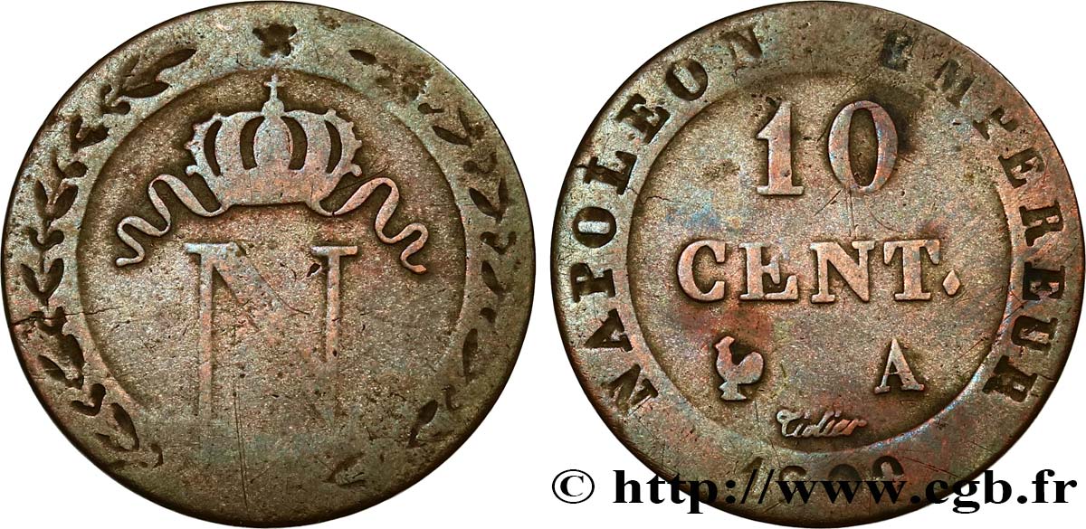 10 cent. à l&nbsp;N couronnée 1809 Paris F.130/10 TB20 