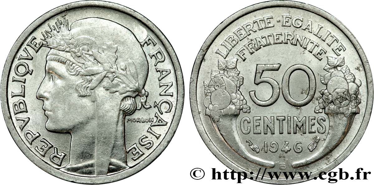 50 centimes Morlon, légère 1946 Beaumont-le-Roger F.194/9 MS62 