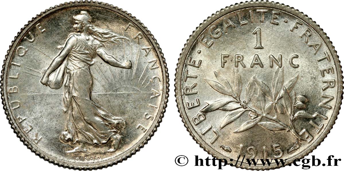 1 franc Semeuse 1915 Paris F.217/21 MS60 