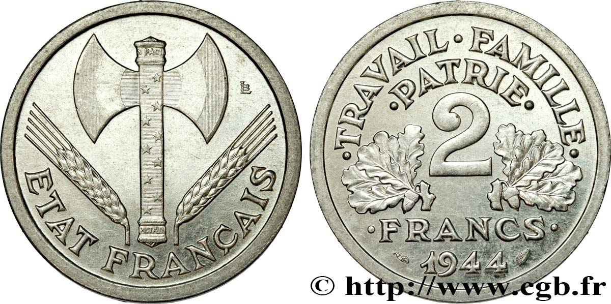 2 francs Francisque 1944  F.270/4 MS62 