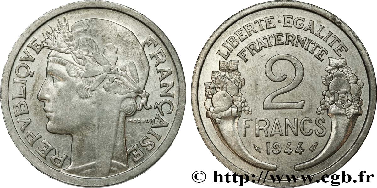 2 francs Morlon, aluminium 1944  F.269/4 MS60 