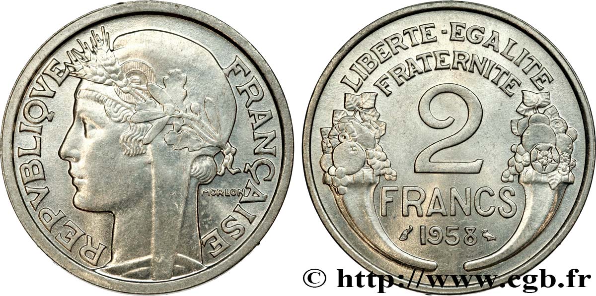 2 francs Morlon, aluminium 1958  F.269/18 SC63 