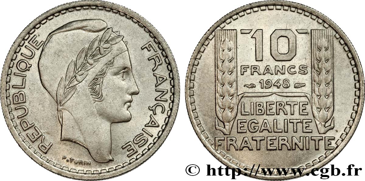 10 francs Turin, petite tête 1948  F.362/3 SPL63 