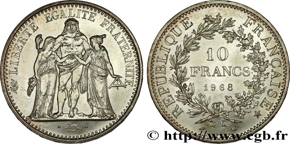 10 francs Hercule 1968  F.364/7 MS63 