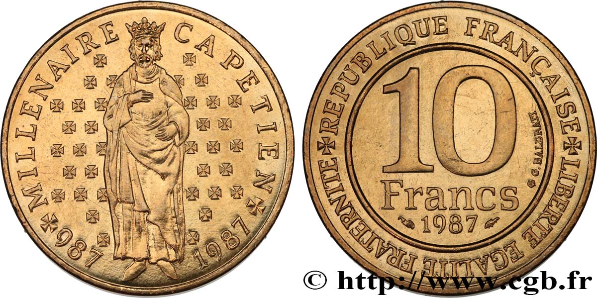 10 francs Millénaire Capétien 1987  F.371/2 MS64 