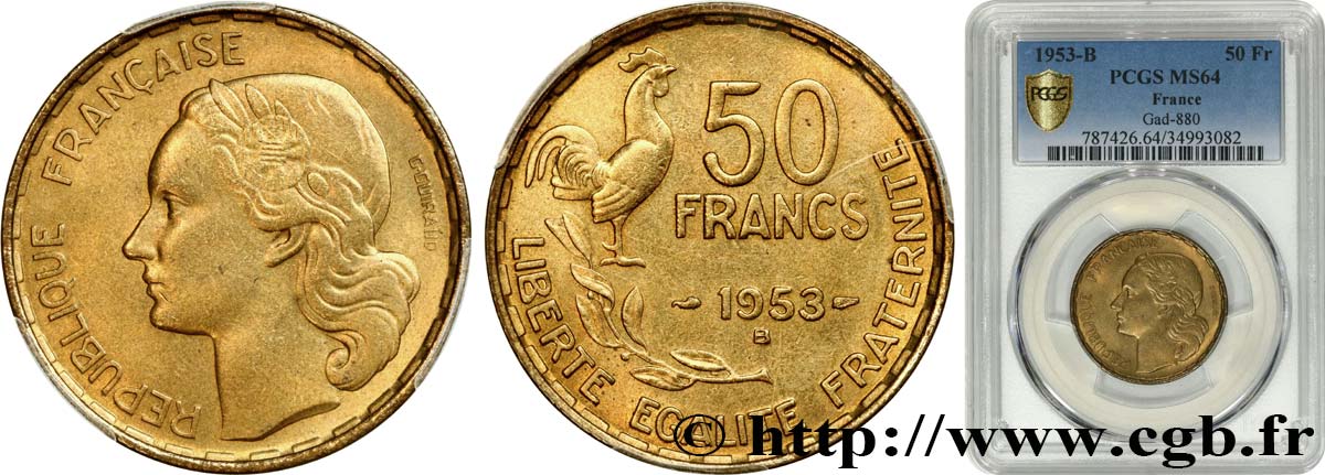 50 francs Guiraud 1953 Beaumont-Le-Roger F.425/11 fST64 PCGS