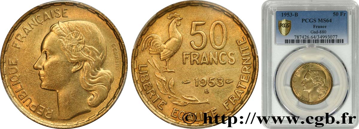 50 francs Guiraud 1953 Beaumont-Le-Roger F.425/11 SPL64 PCGS