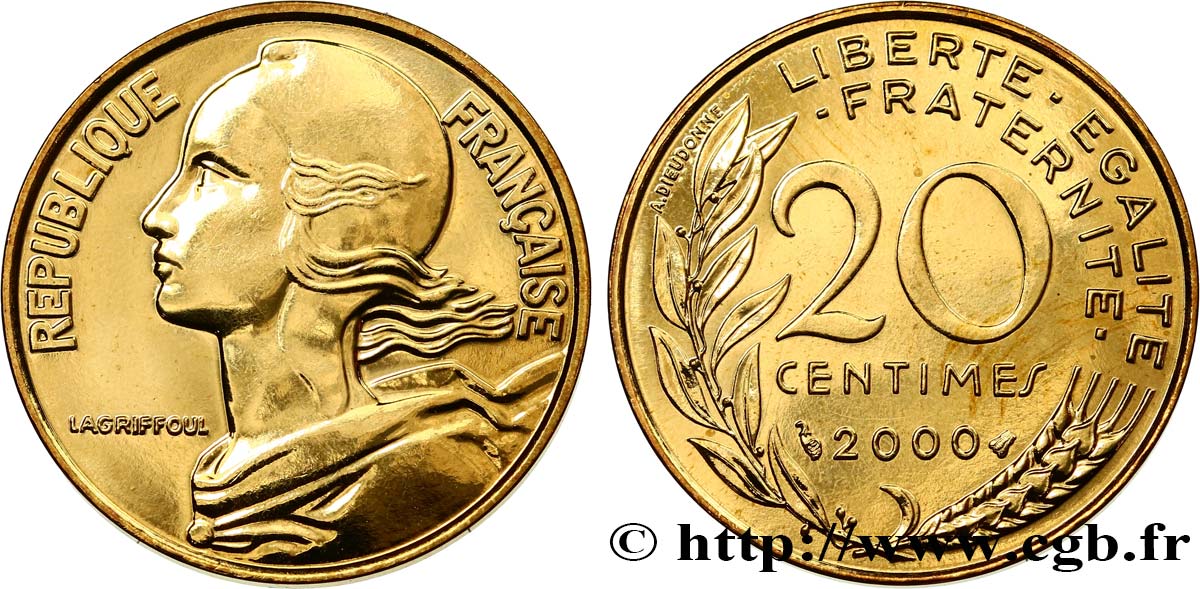 20 centimes Marianne, Brillant Universel 2000 Pessac F.156/45 ST 