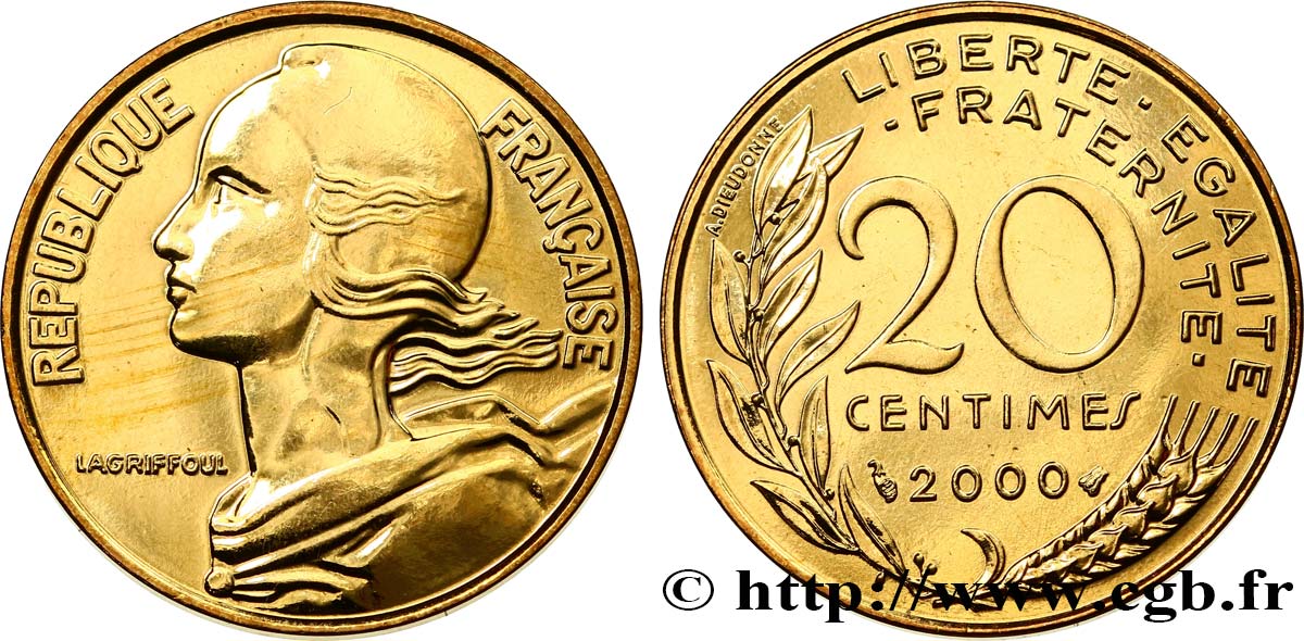 20 centimes Marianne, Brillant Universel 2000 Pessac F.156/45 FDC 
