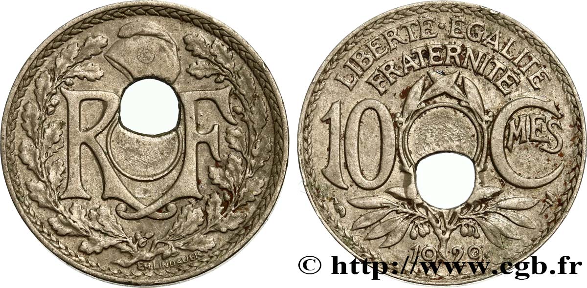 10 centimes Lindauer, perforation décentrée 1929  F.138/16 var. XF48 