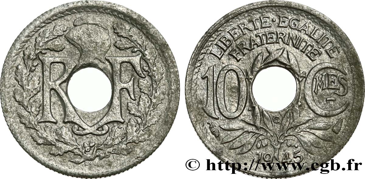 10 centimes Lindauer, petit module 1945 Castelsarrasin F.143/4 XF 