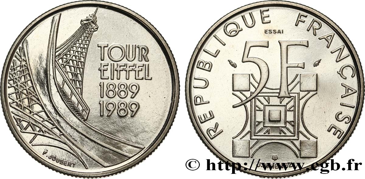 Essai de 5 francs Tour Eiffel 1989 Pessac F.342/1 SPL64 