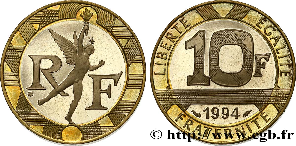 10 francs Génie de la Bastille, Belle Épreuve 1994 Pessac F.375/11 var. ST 