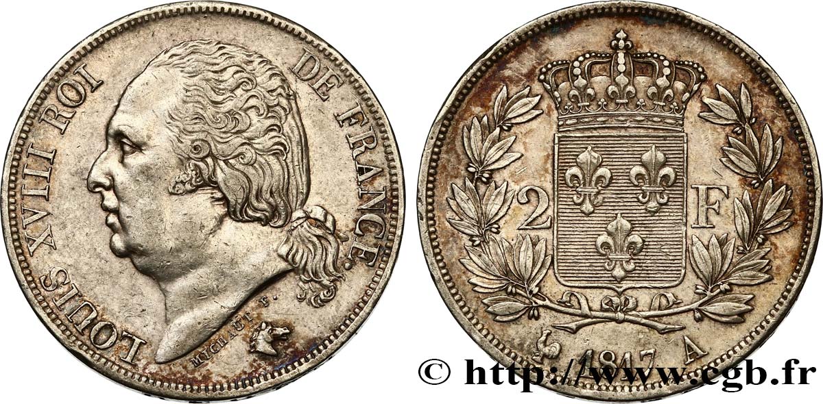 2 francs Louis XVIII 1817 Paris F.257/8 AU55 