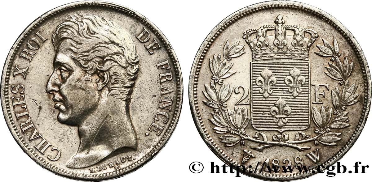 2 francs Charles X 1828 Lille F.258/48 fVZ 