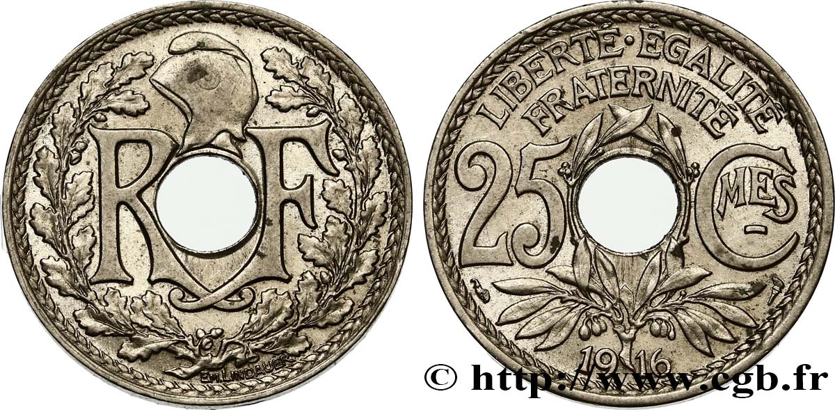 25 centimes Lindauer, Cmes souligné 1916 Paris F.170/4 SUP55 