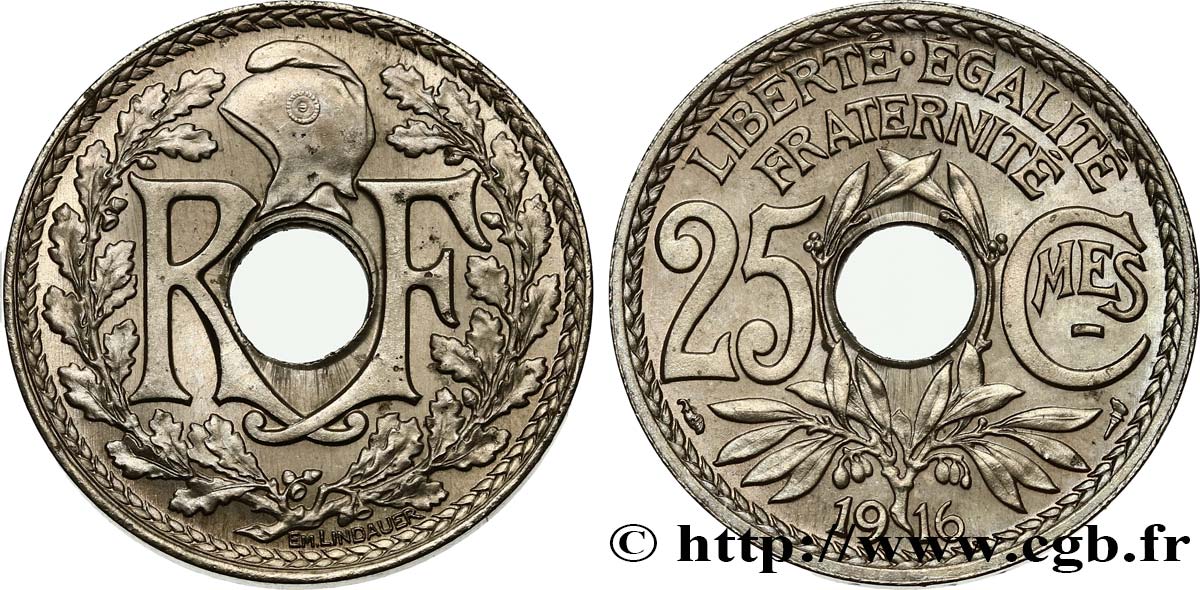 25 centimes Lindauer, Cmes souligné 1916 Paris F.170/4 SUP55 