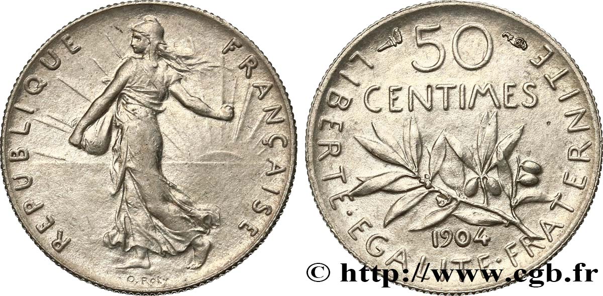 50 centimes Semeuse 1904  F.190/11 SPL58 