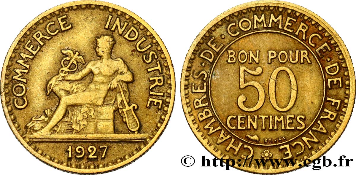 50 centimes Chambres de Commerce 1927 Paris F.191/9 BB45 
