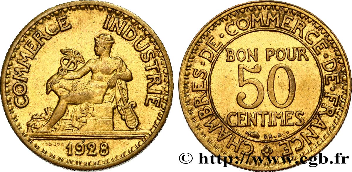 50 centimes Chambres de Commerce 1928 Paris F.191/10 BB52 