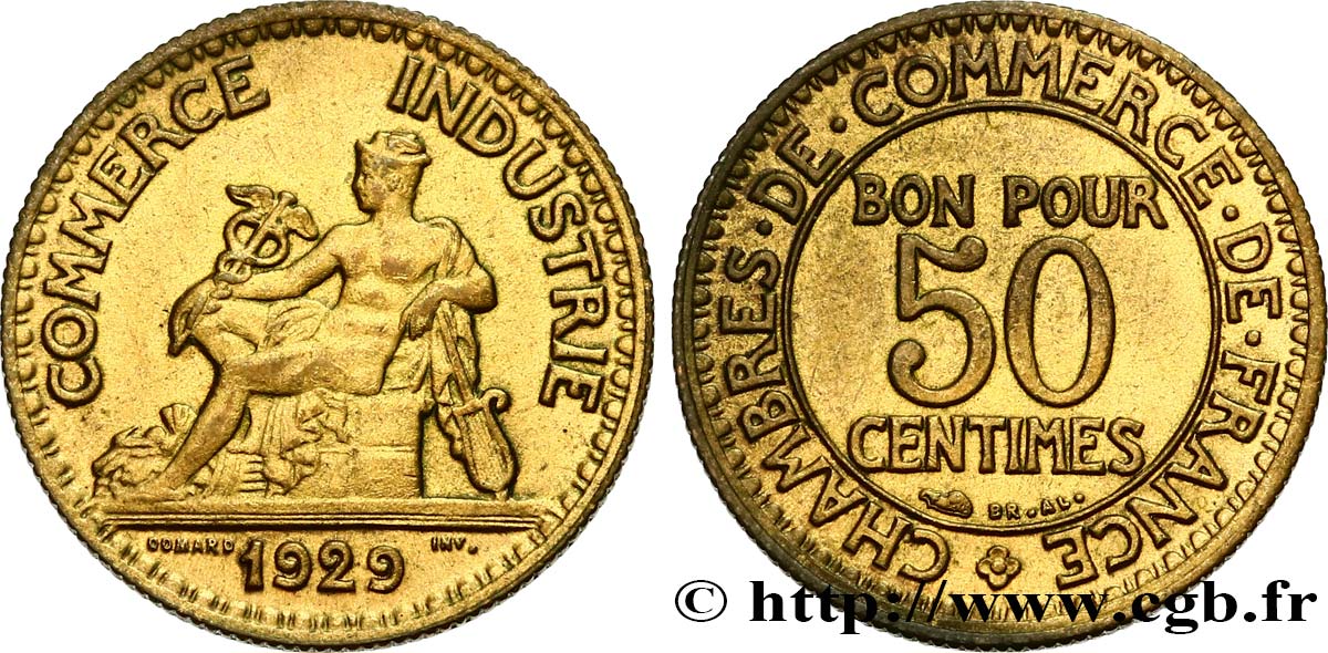 50 centimes Chambres de Commerce 1929  F.191/11 SS52 